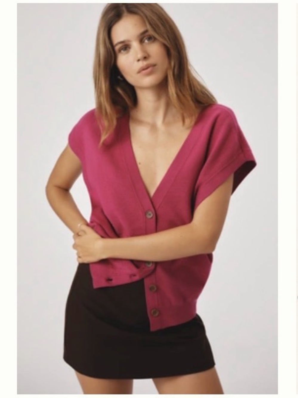 Maeve Vibrant Fuchsia Knit Top